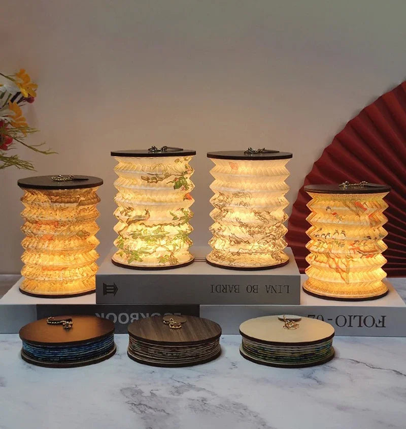 Night Light USB Portable Foldable Book Lamp Creative Gift For Bedroom Study Room Japanese-Style Lantern Decoration Night Light