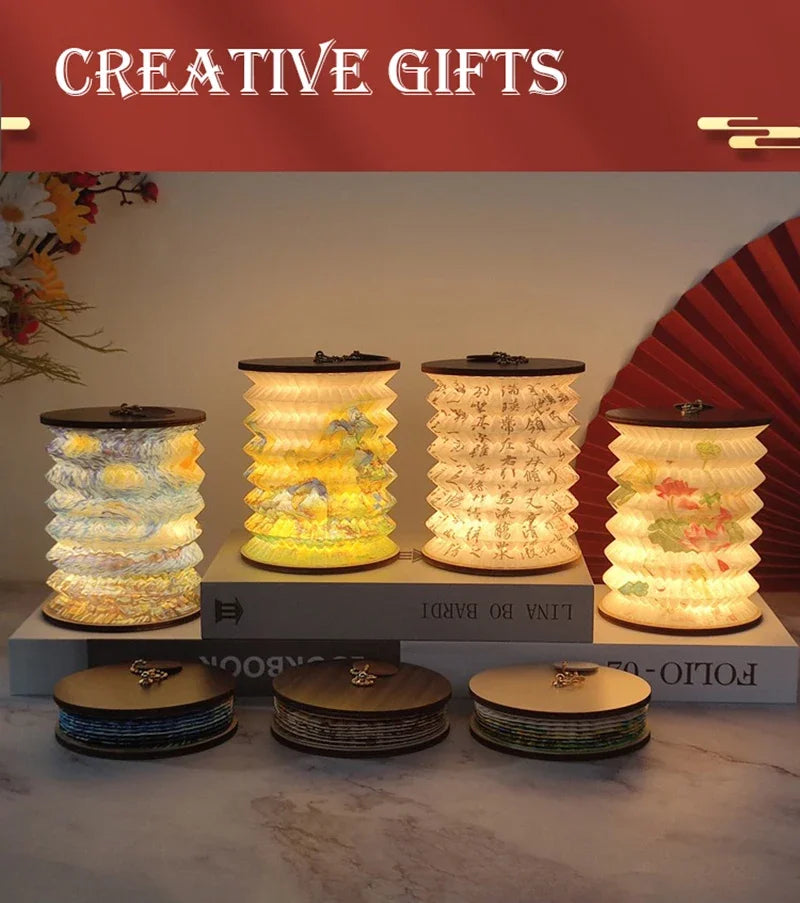 Night Light USB Portable Foldable Book Lamp Creative Gift For Bedroom Study Room Japanese-Style Lantern Decoration Night Light