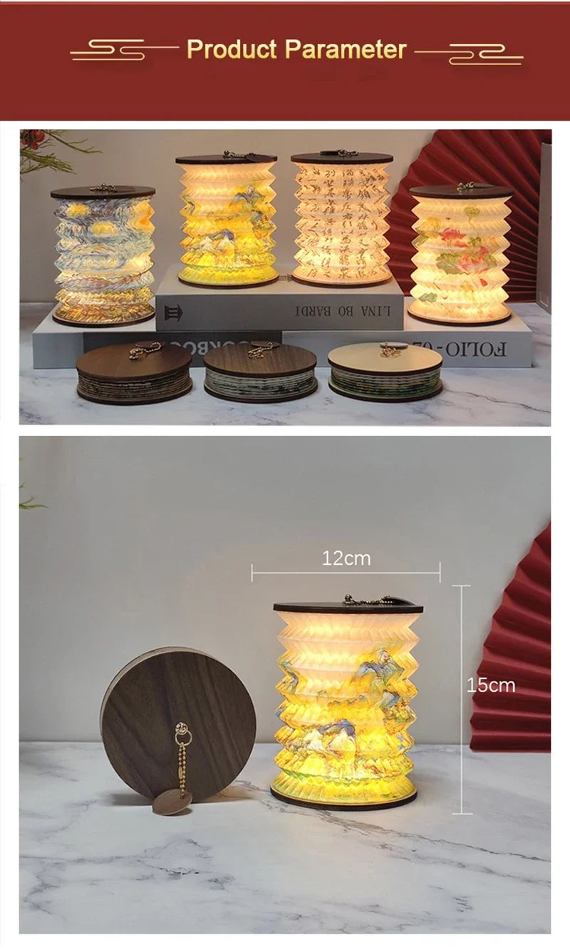 Night Light USB Portable Foldable Book Lamp Creative Gift For Bedroom Study Room Japanese-Style Lantern Decoration Night Light