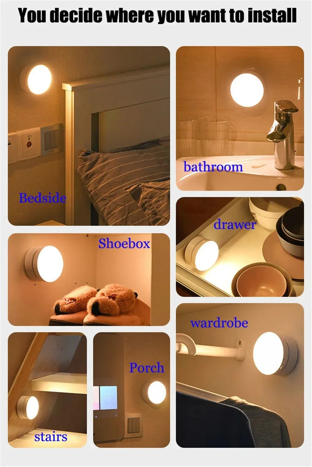 Night Light USB Motion Sensor Charging Round Energy-saving Led Lamp Bedroom Light Corridor Home Bathroom wall lights night light