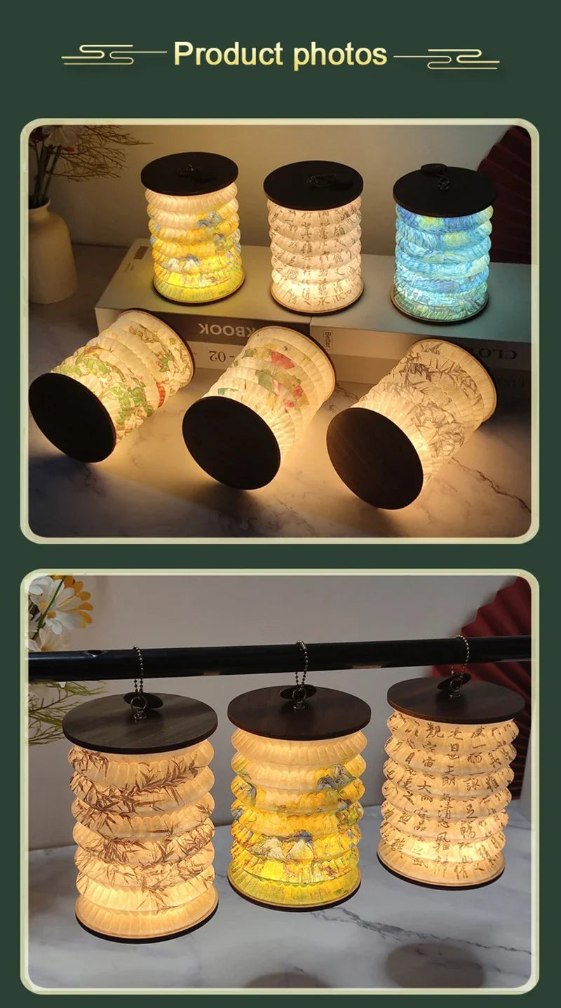 Night Light USB Portable Foldable Book Lamp Creative Gift For Bedroom Study Room Japanese-Style Lantern Decoration Night Light